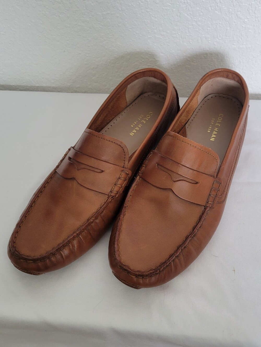 Cole Haan Women's British Tan Leather Rodeo Driving Penny Loafers